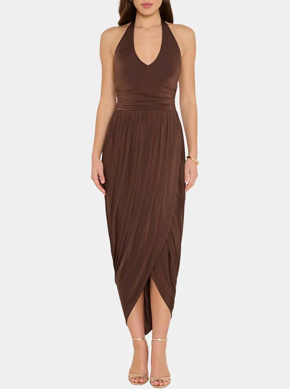 NEW AMANDA UPRICHARD rosado midi dress in cocoa